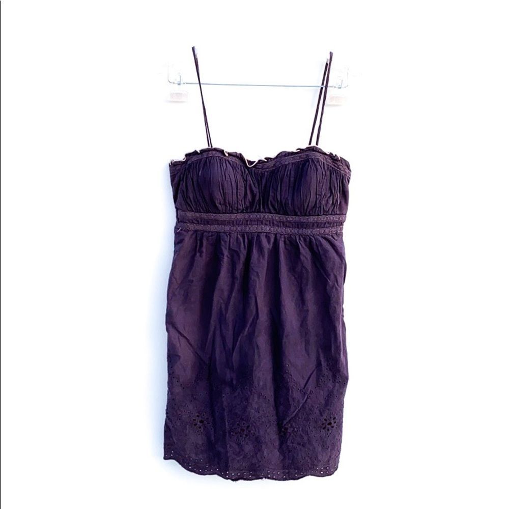 City Triangles Purple Linen Spaghetti Strap Dress